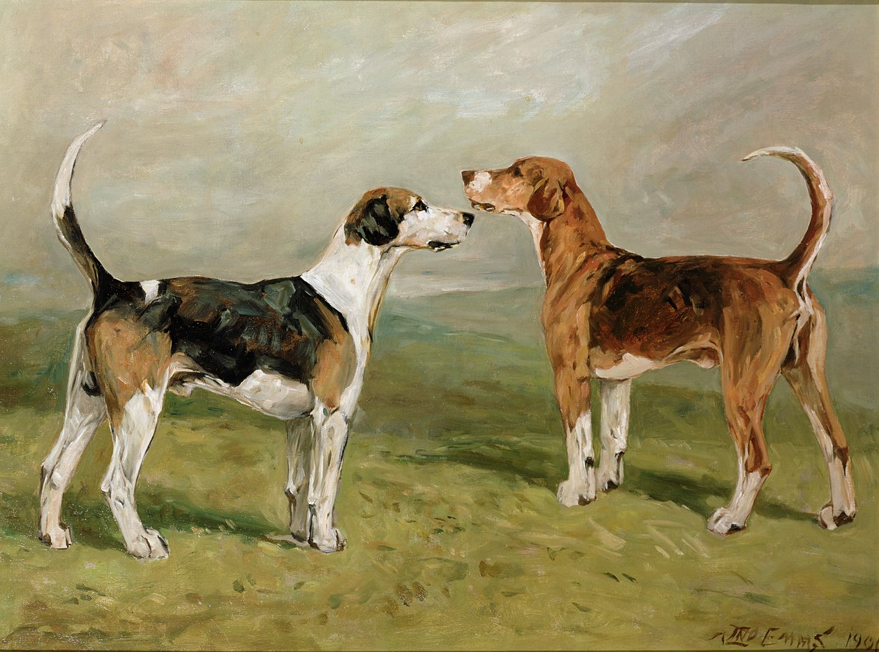 Twee Honden in een Landschap door John Emms