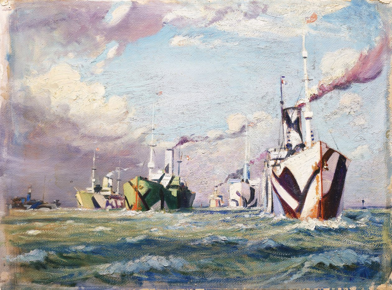 Een Cunarder (stoomschip), ca. 1918 door John Everett