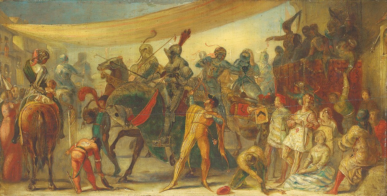 Ridders bereiden zich voor op een toernooi door John Everett Millais