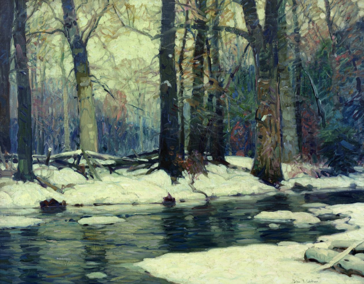 Sylvan Stream (olieverf op doek) door John Fabian Carlson