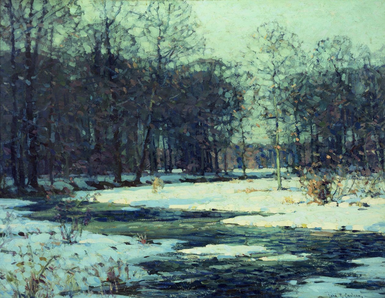 Winter Rivierlandschap (olieverf op doek) door John Fabian Carlson
