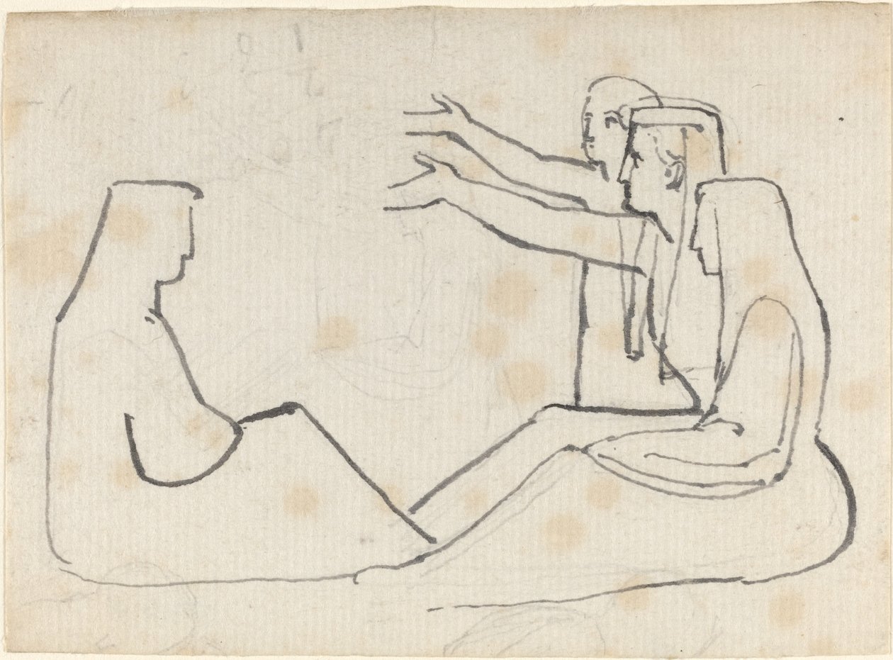 Vier Zittende Figuren door John Flaxman