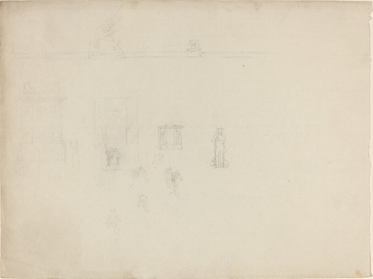 Blad met Architecturale en Figurenstudies door John Flaxman