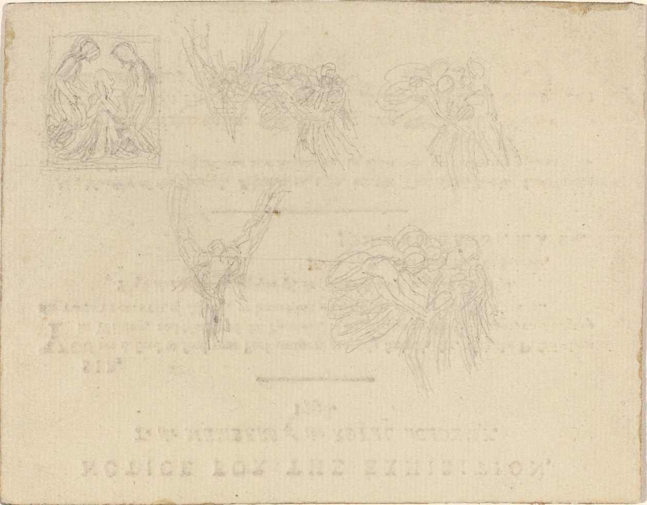 Blad met studies door John Flaxman