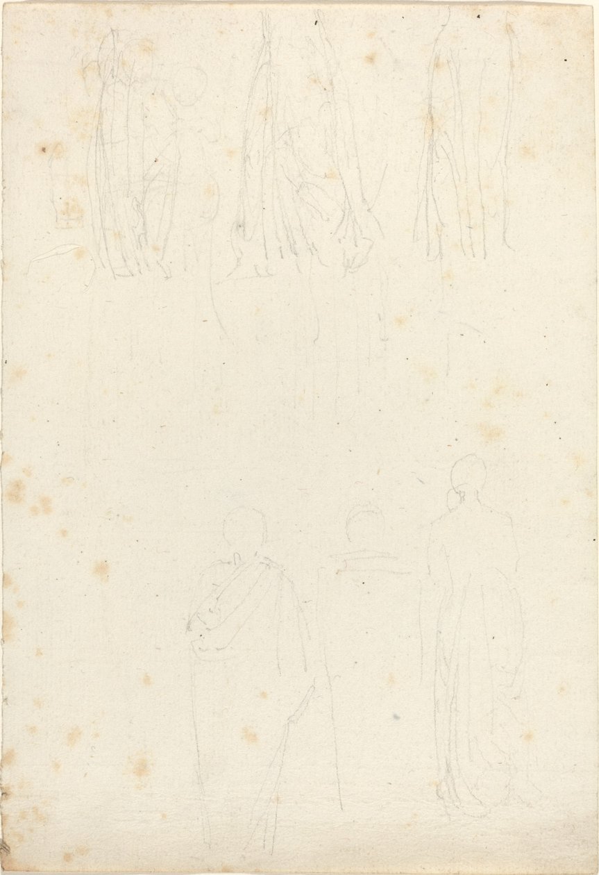 Blad met Studies van Geklede Figuren door John Flaxman