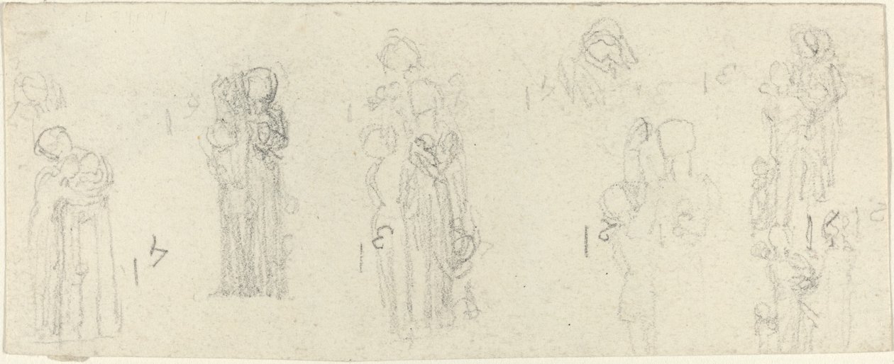 Blad met Studies (recto en verso) door John Flaxman