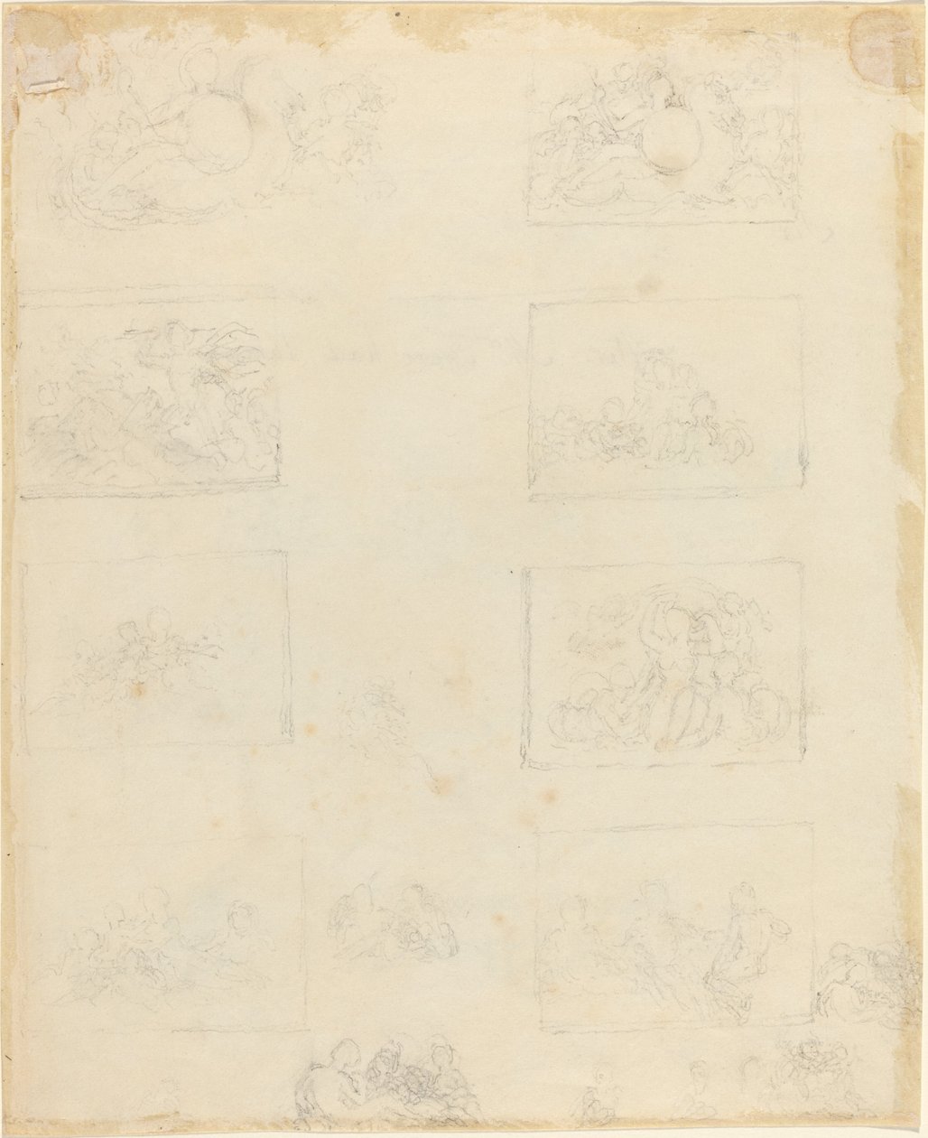 Blad met studies [recto en verso] door John Flaxman