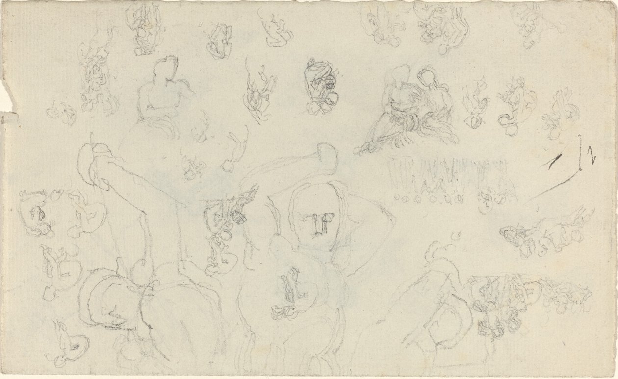 Blad met studies [recto en verso] door John Flaxman