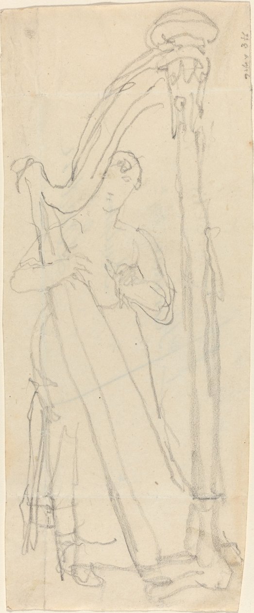 Vrouw die harp speelt (Lavinia Banks?) door John Flaxman