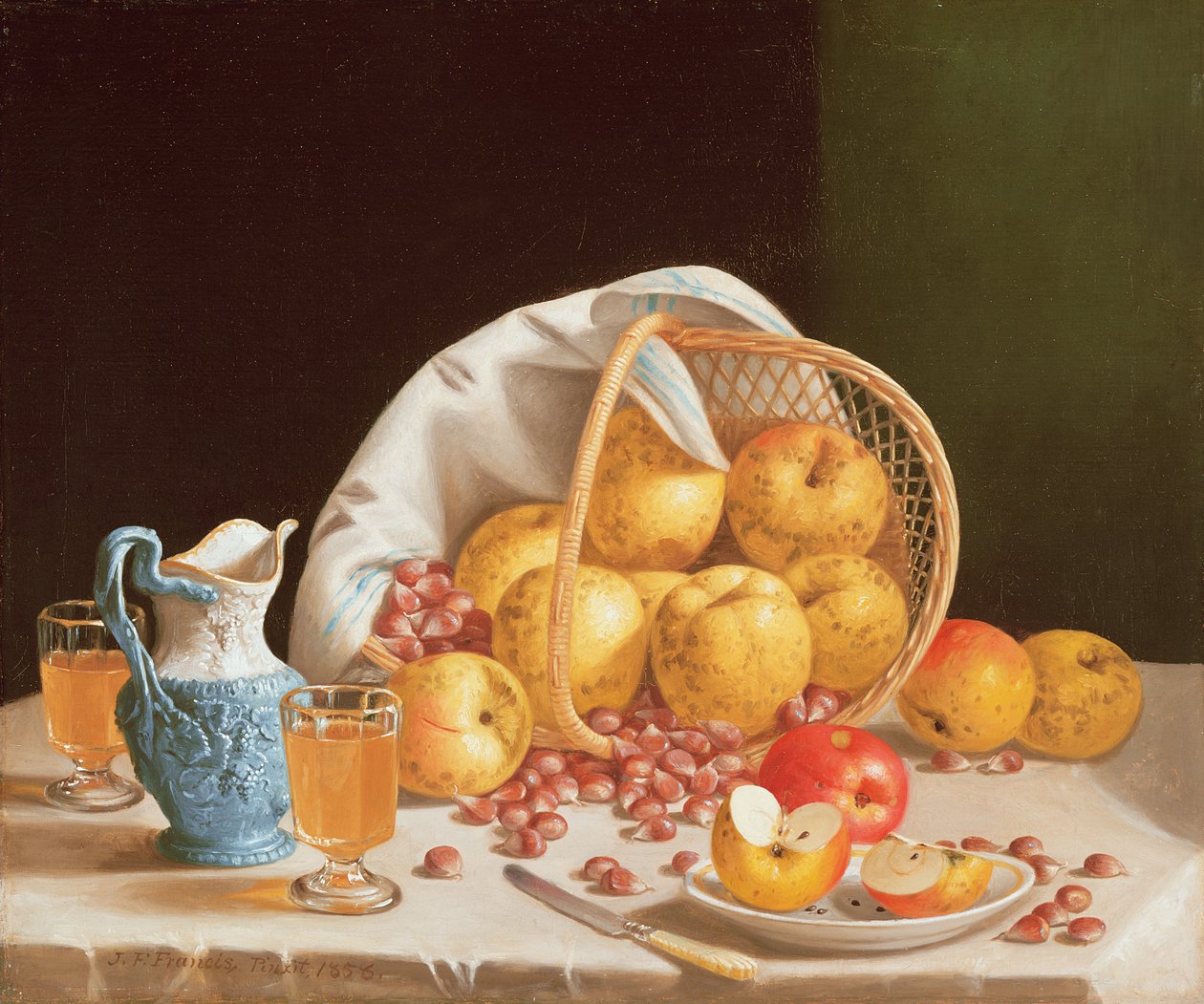 Stilleven met gele appels, 1858 door John Francis