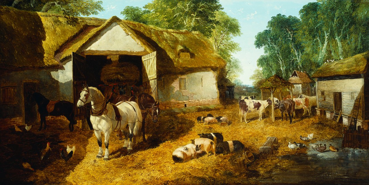 Boerenerf in Meopham, 1857 door John Frederick Herring Junior