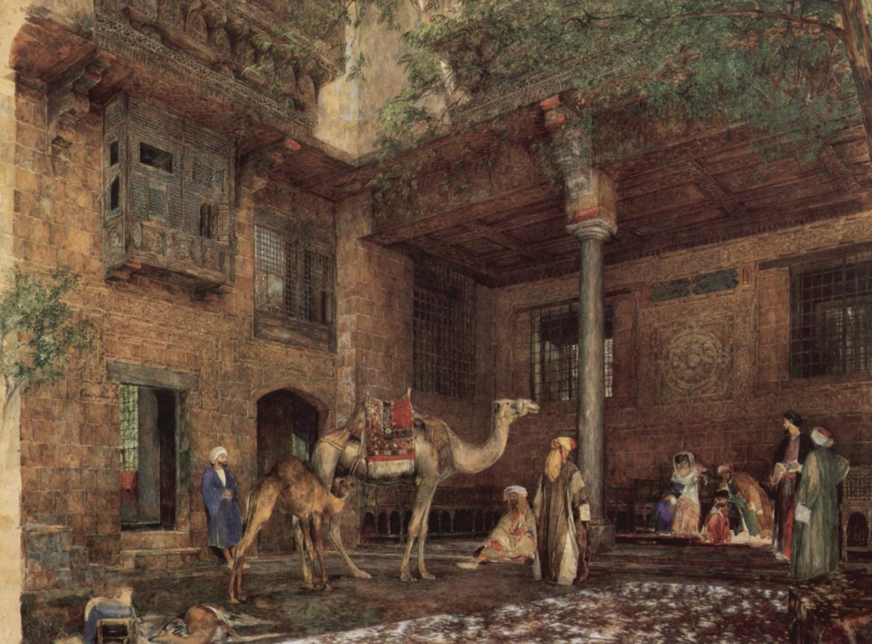 Binnenplaats van het schildershuis, Caïro door John Frederick Lewis