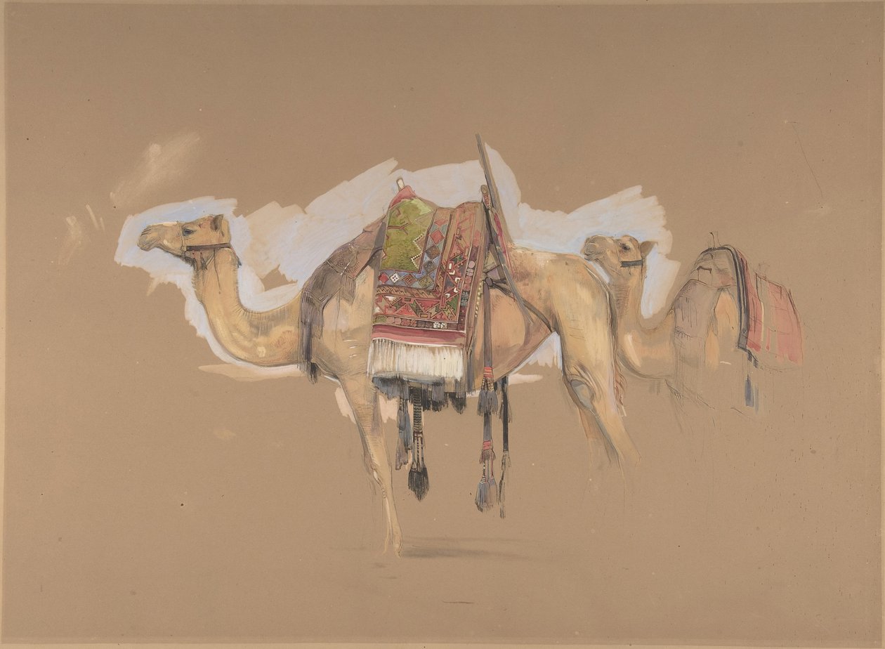 Twee kamelen door John Frederick Lewis