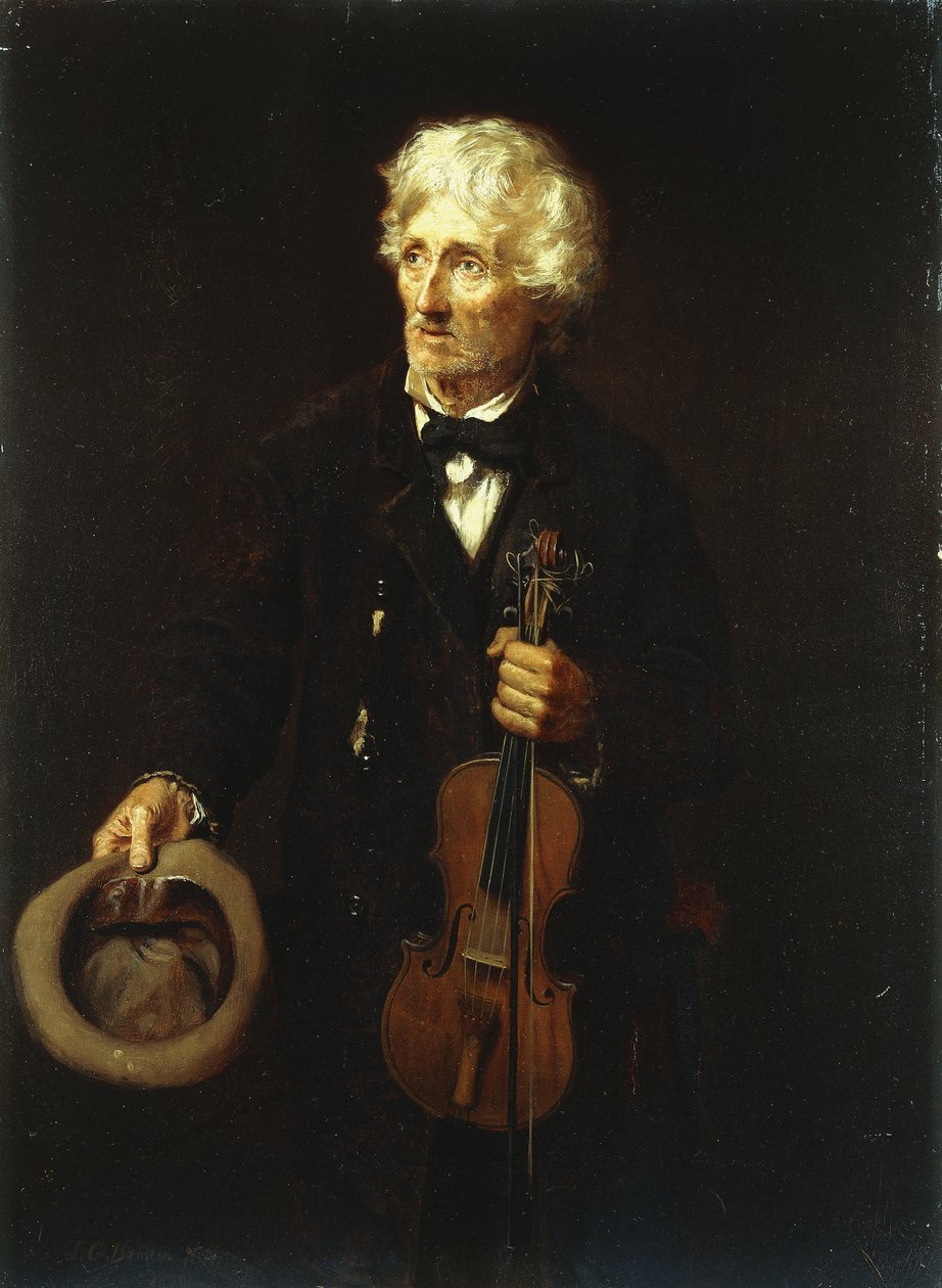 Man met viool door John George Brown