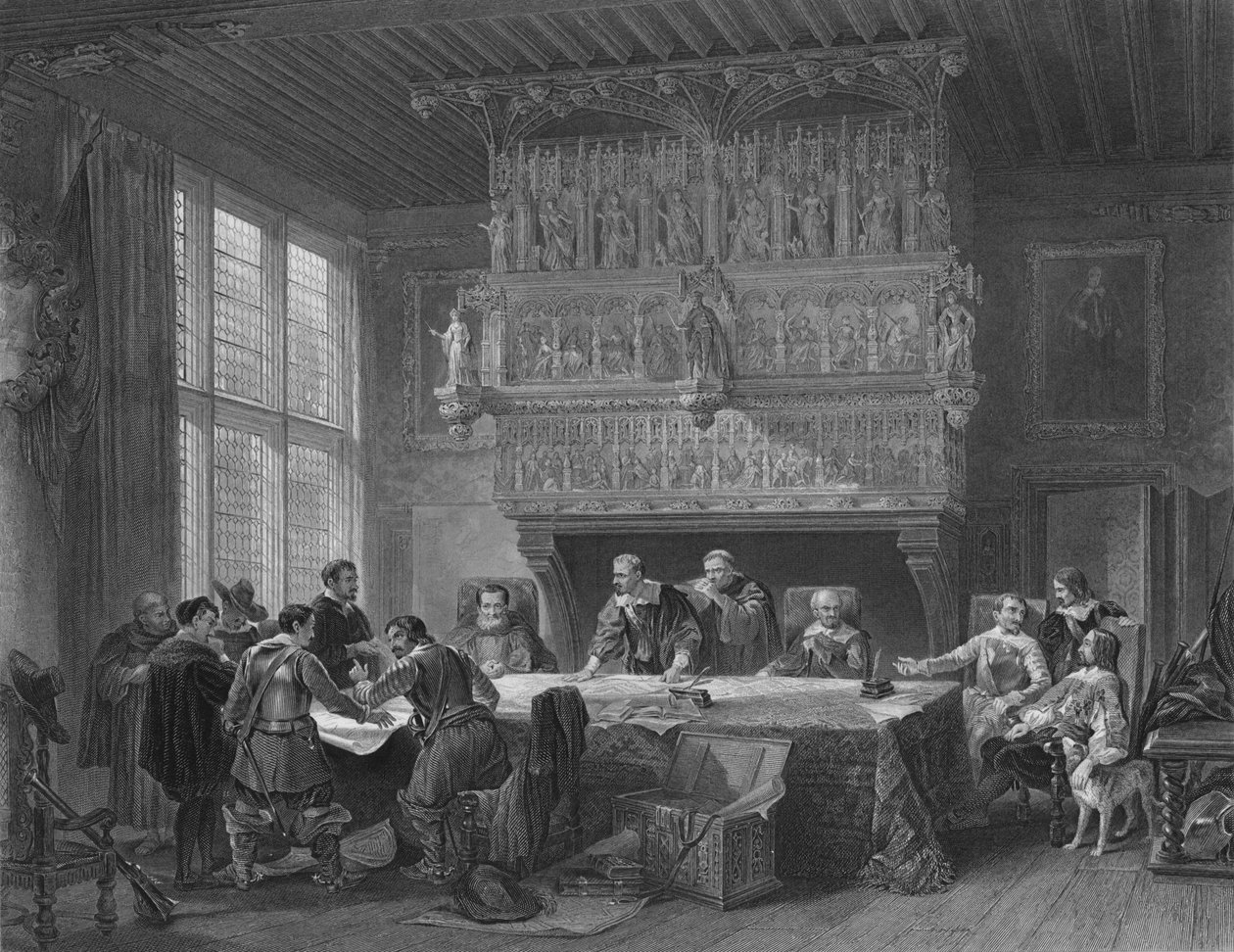 De Oorlogsraad bij Courtray, 1854 door John Godfrey