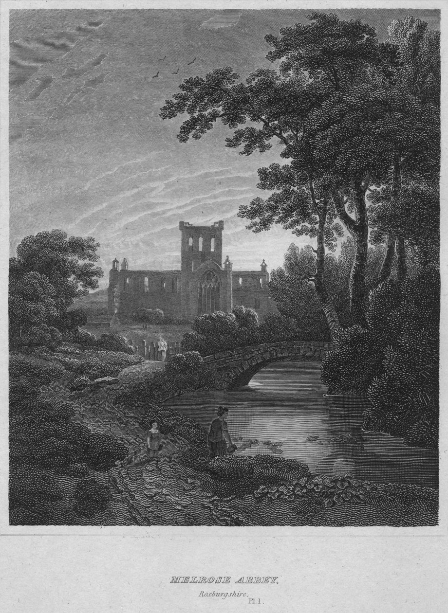 Melrose Abbey, Roxburghshire, 1814 door John Greig