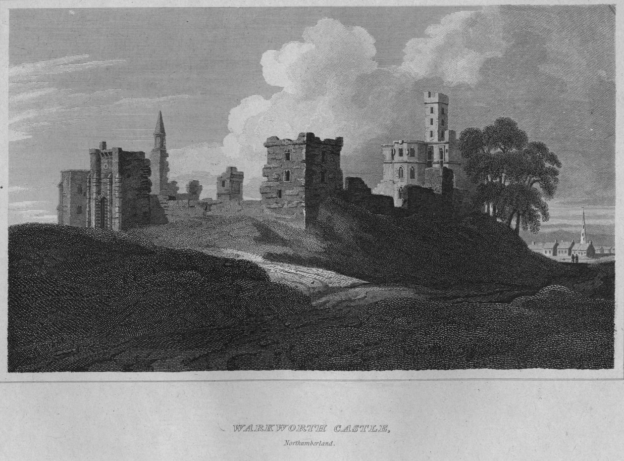Kasteel Warkworth, Northumberland, 1814 door John Greig