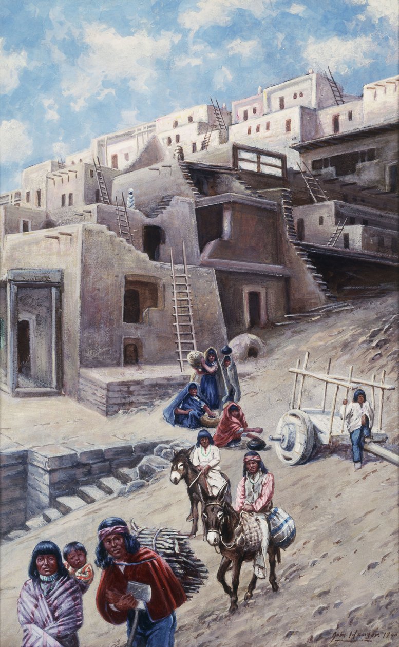 Pueblo-dorp, 1900 door John Hauser