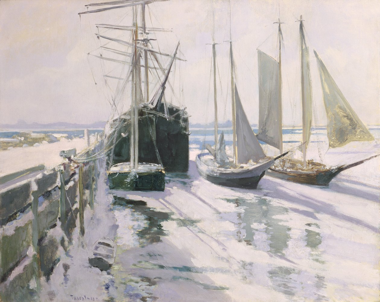 Kust van Connecticut, Winter, c.1893 door John Henry Twachtman