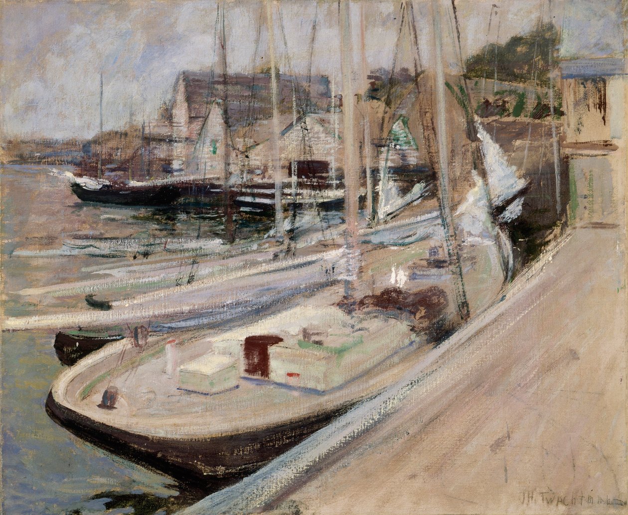 Visboten bij Gloucester door John Henry Twachtman