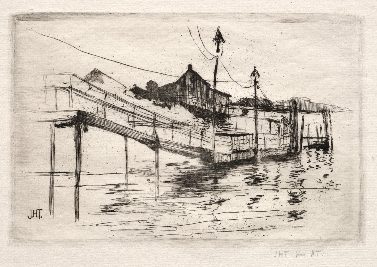 Voetgangersbrug, Bridgeport, Connecticut door John Henry Twachtman