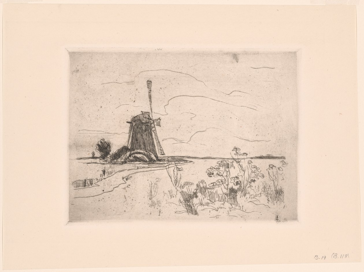 Molen in Nederland door John Henry Twachtman