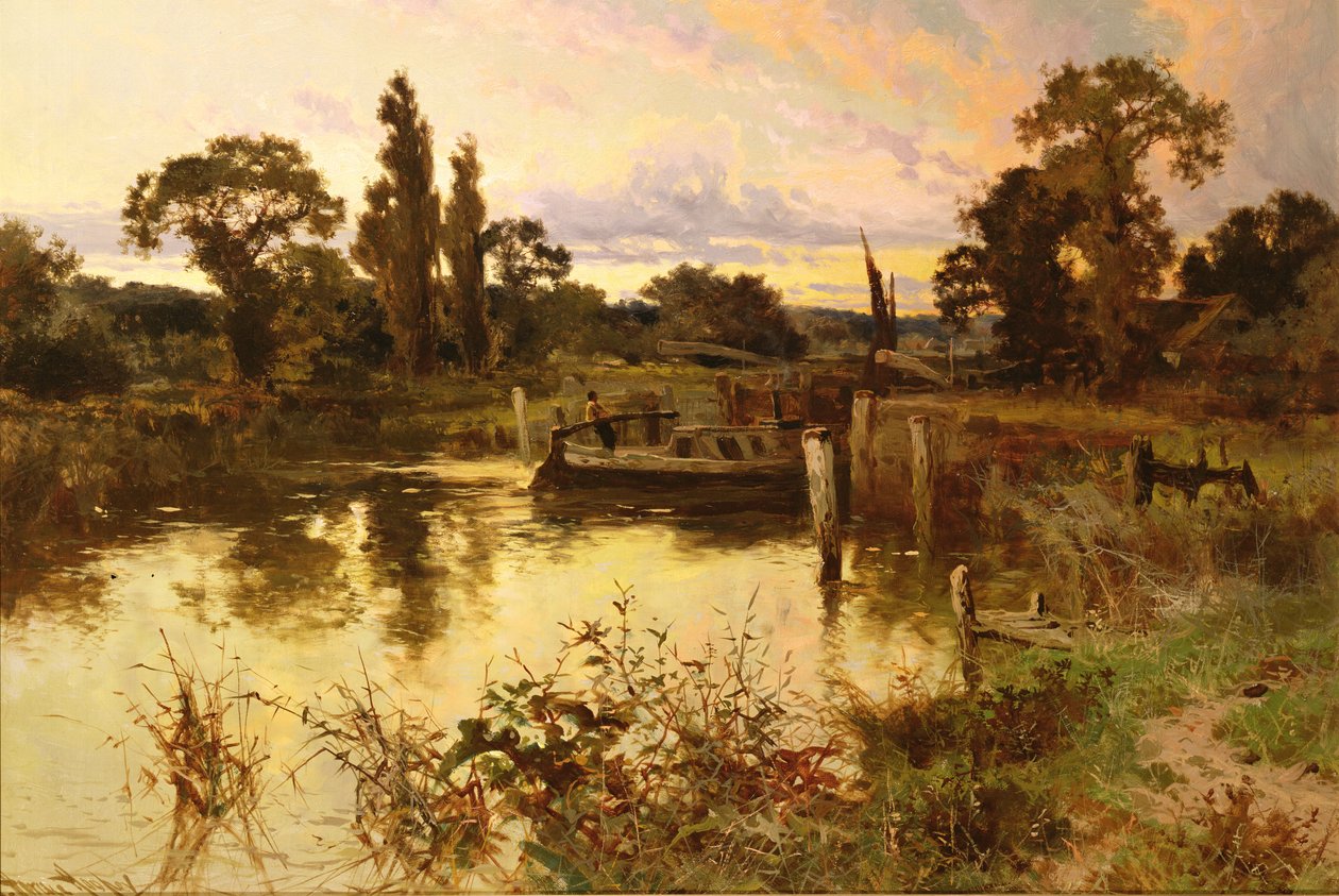 De rivier bij zonsondergang door John Horace Hooper