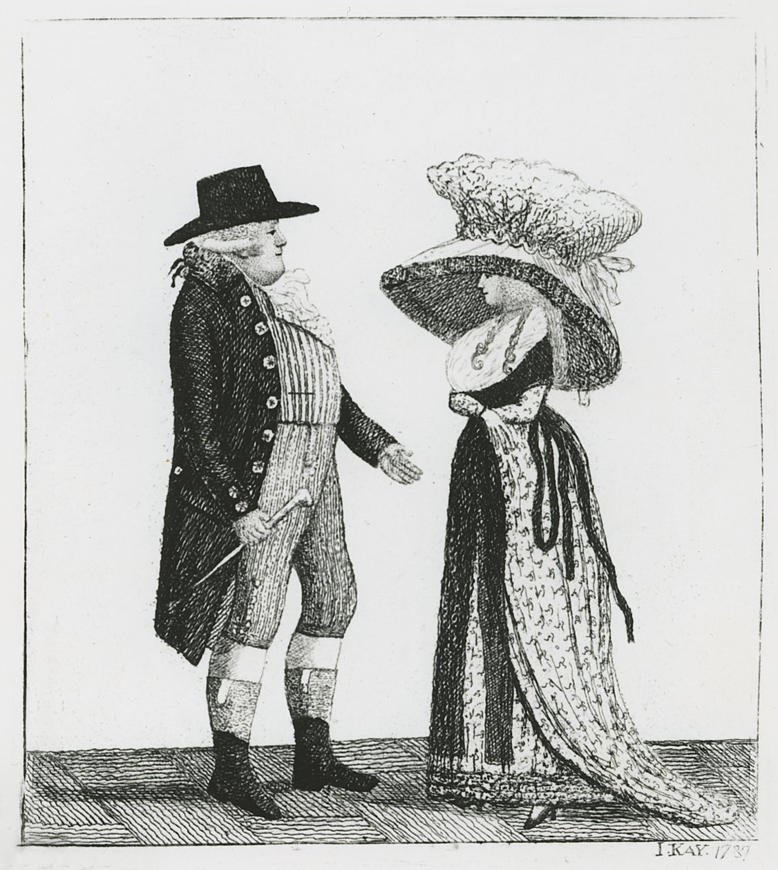 Kapitein Dalrymple en Penelope Macdonald, 1787 door John Kay