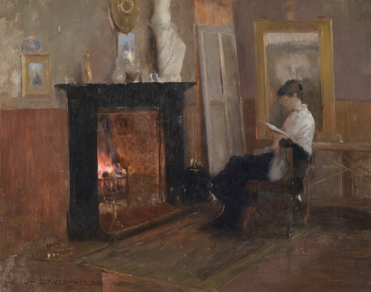 Een rustige dag in het atelier door John Lavery