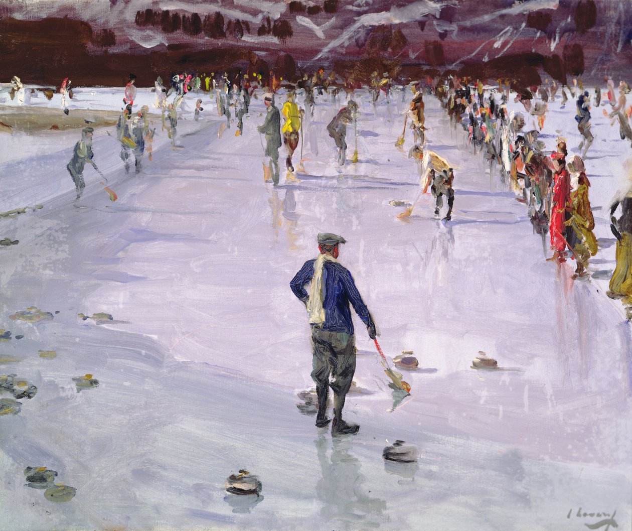 Curling in Wengen door John Lavery