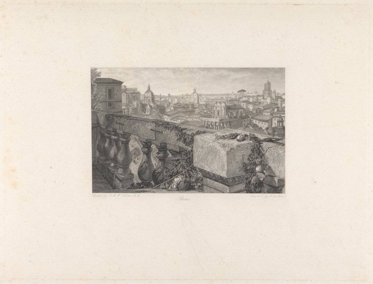 Rome, vanuit de Farnese-tuinen door John Le Keux