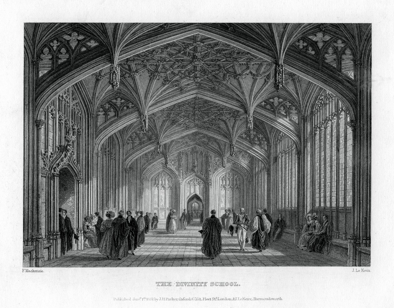 De Divinity School, Oxford, 1837 door John Le Keux