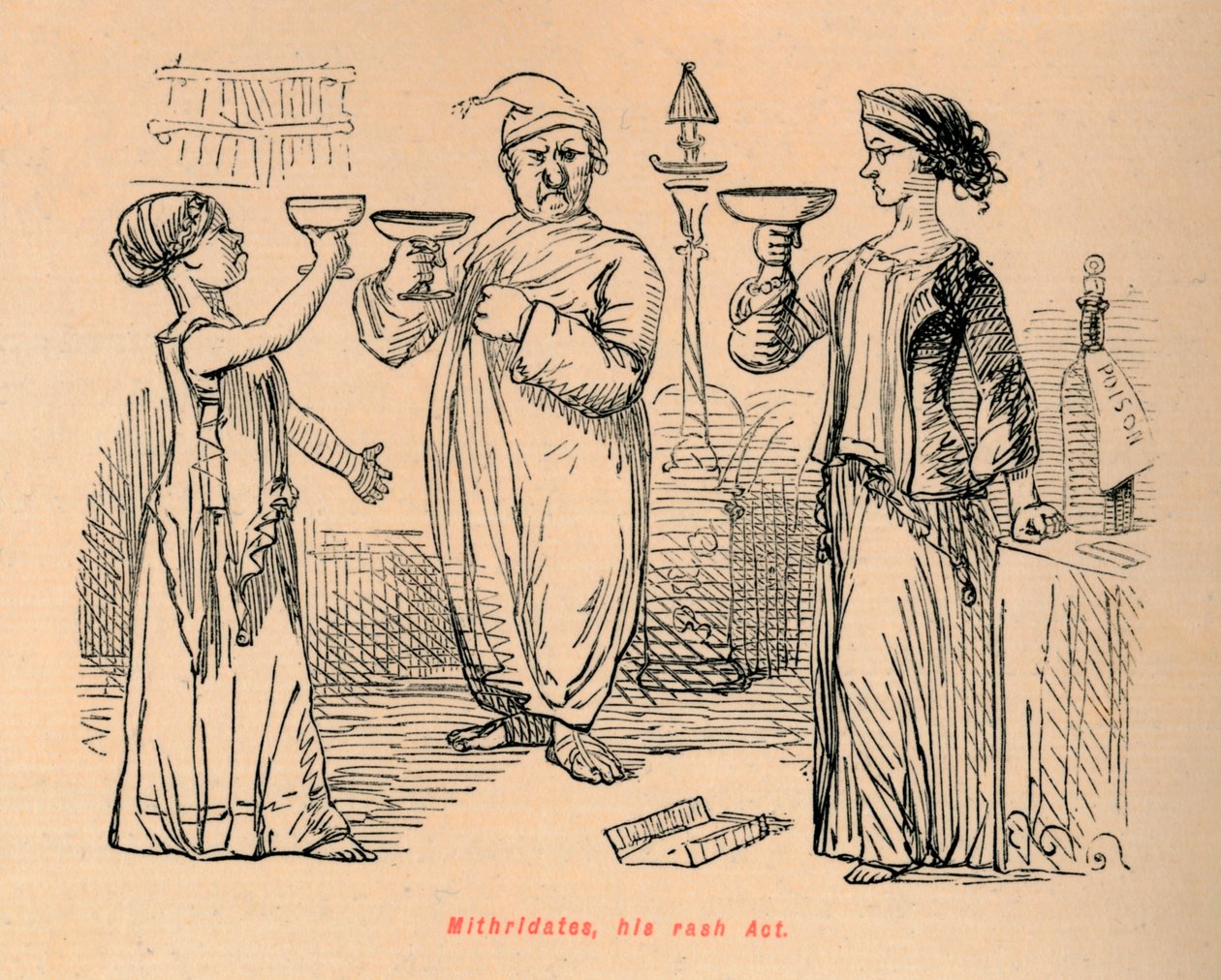 Mithridates, zijn roekeloze daad, 1852 door John Leech