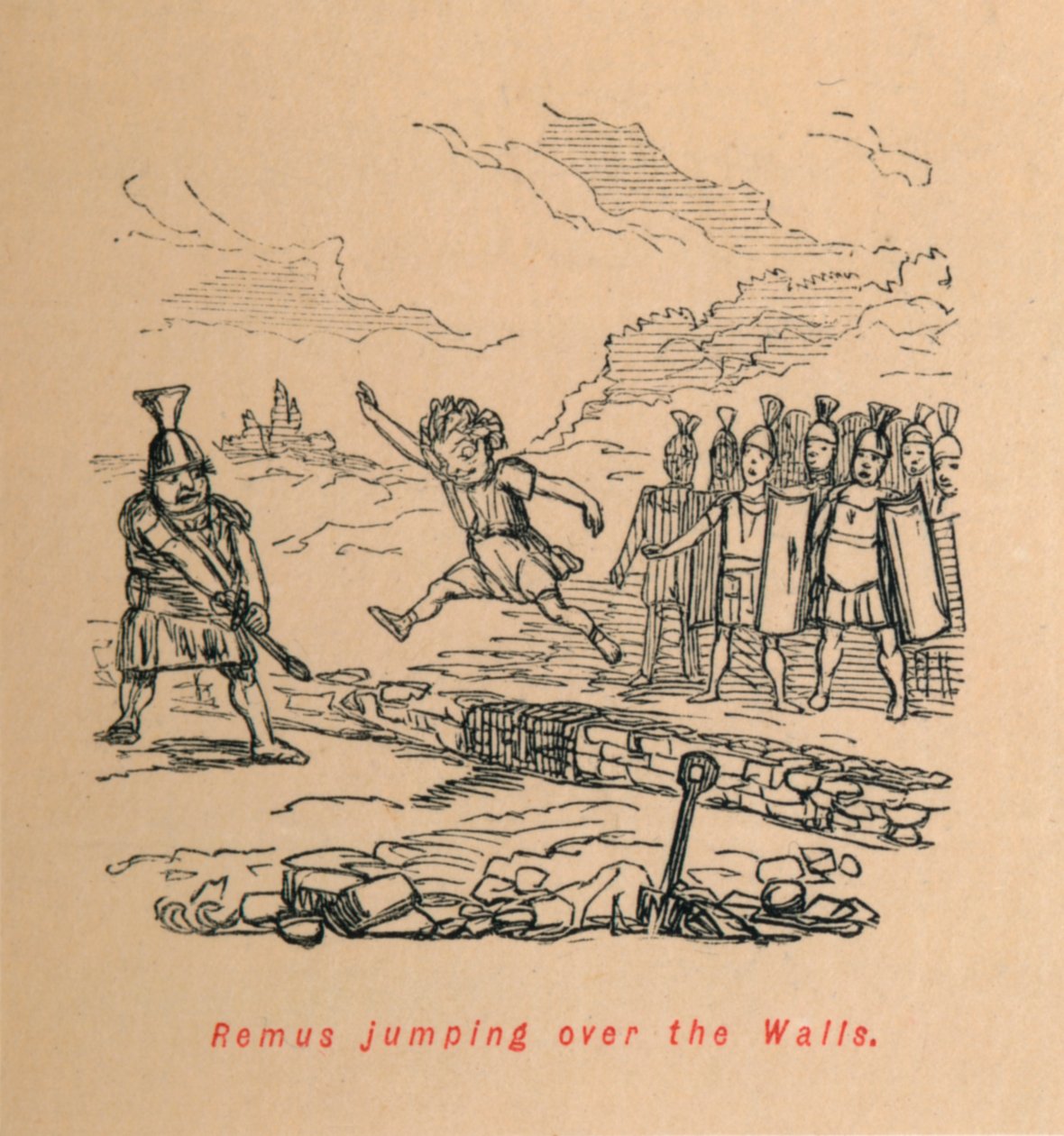 Remus springt over de muren, 1852 door John Leech