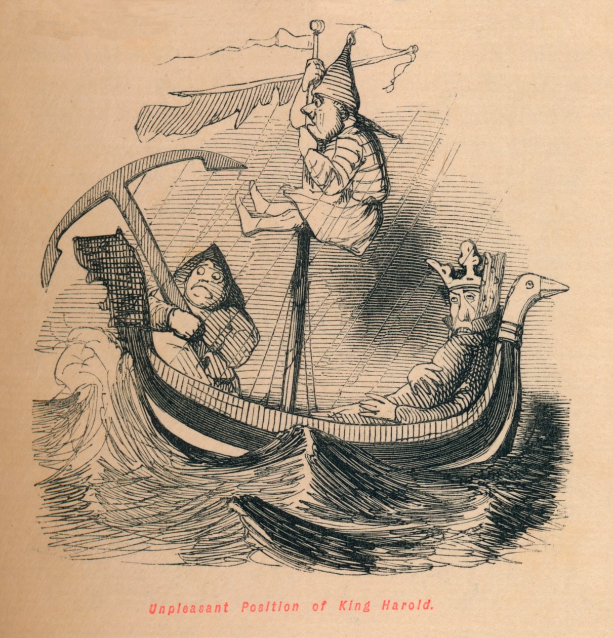 Onaangename Positie van Koning Harold, ca. 1860 door John Leech