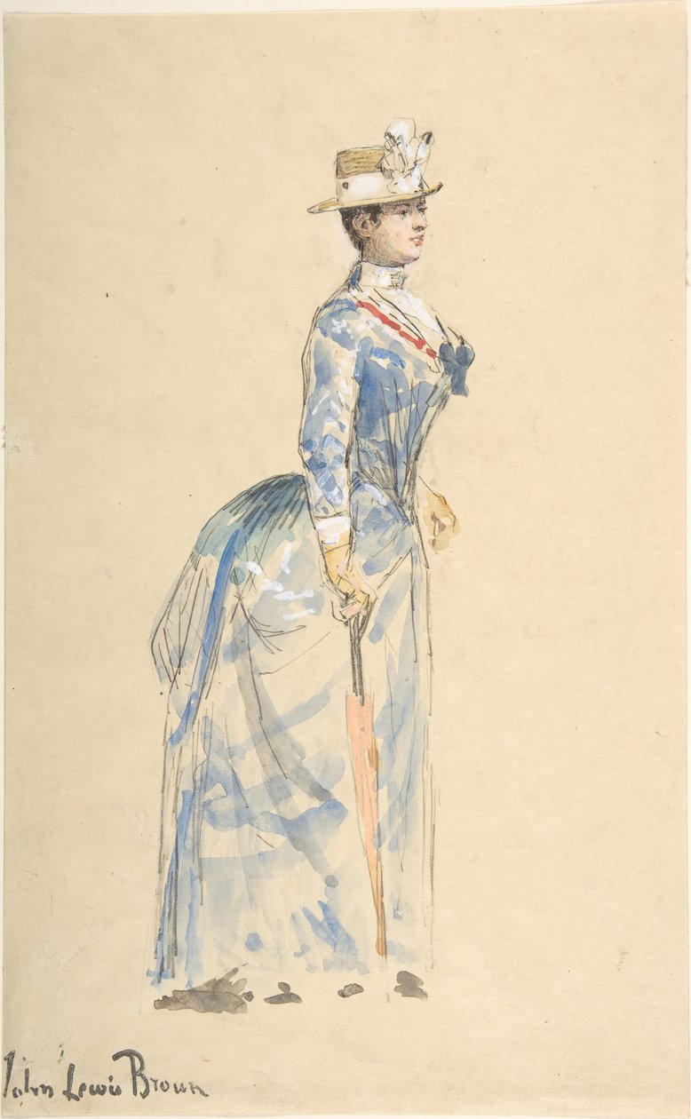Vrouw Gekleed in Blauw, 19e eeuw door John Lewis Brown