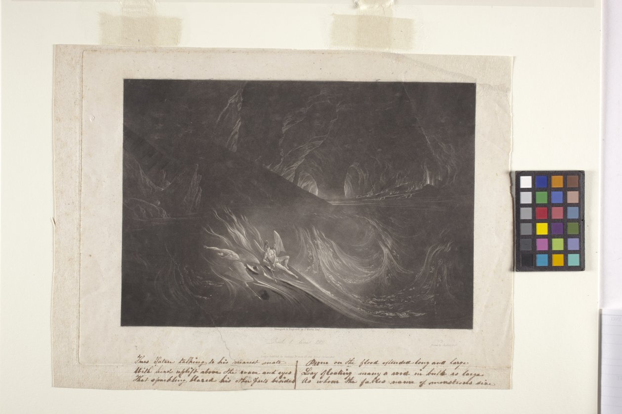 Satan op het brandende meer (mezzotint) door John Marin