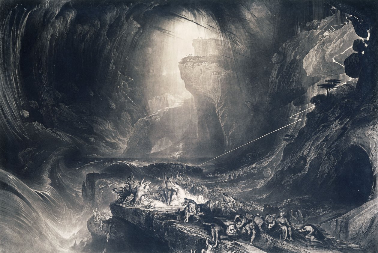 De zondvloed, 1828 door John Martin