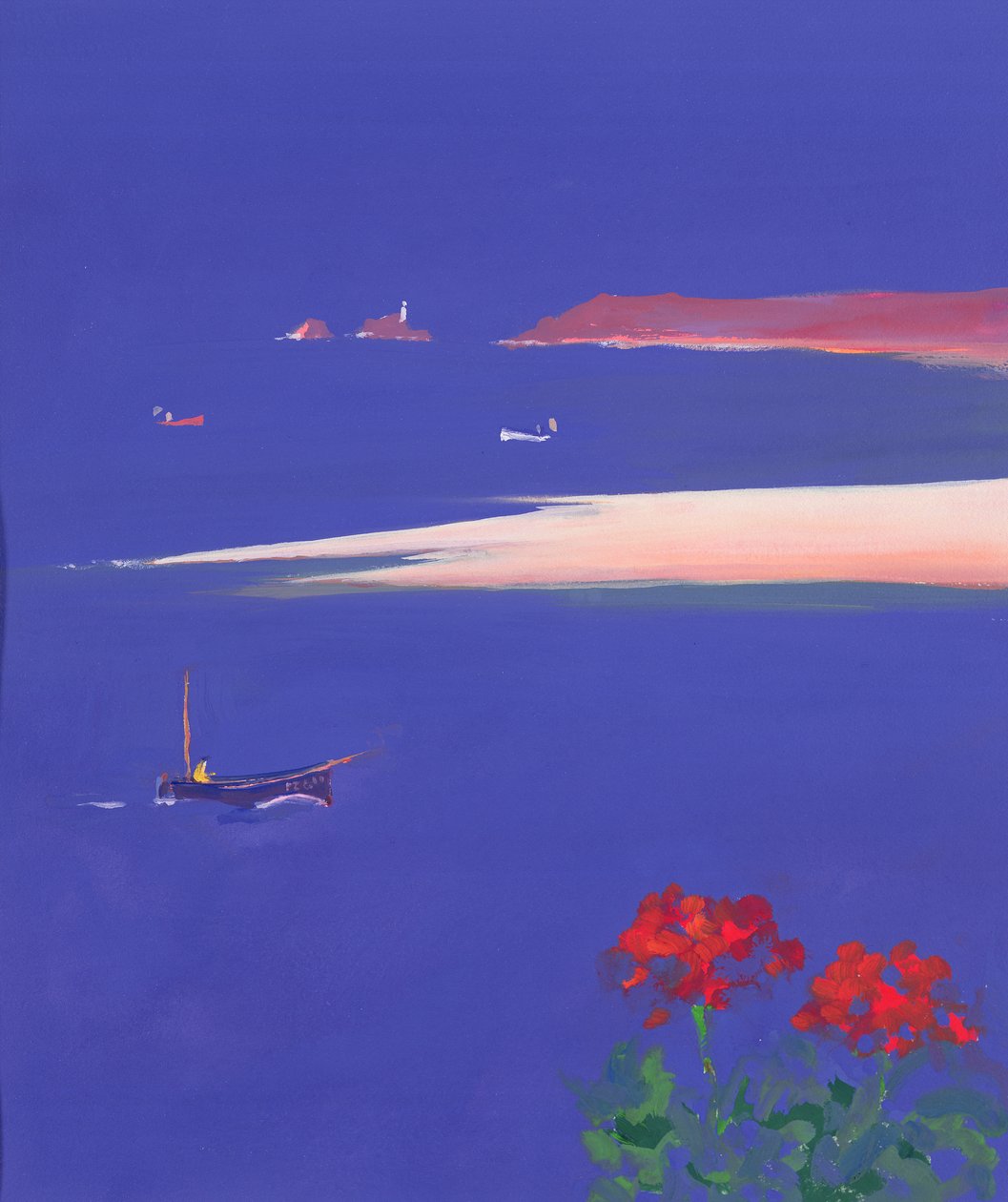 Godrevy en blauwe boot, 1999 door John Miller