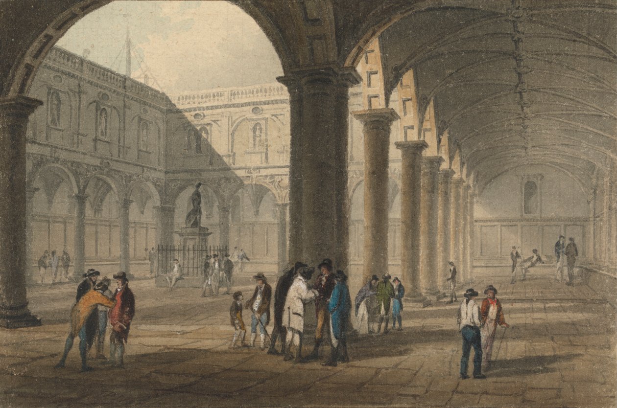 De binnenplaats van de Royal Exchange door John Preston Neale