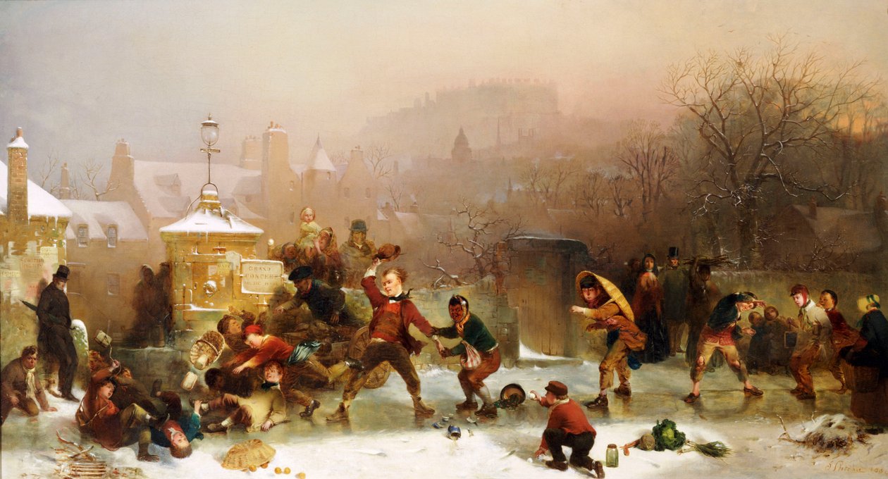 De glijbaan onder het kasteel, Edinburgh, 1854 door John Ritchie