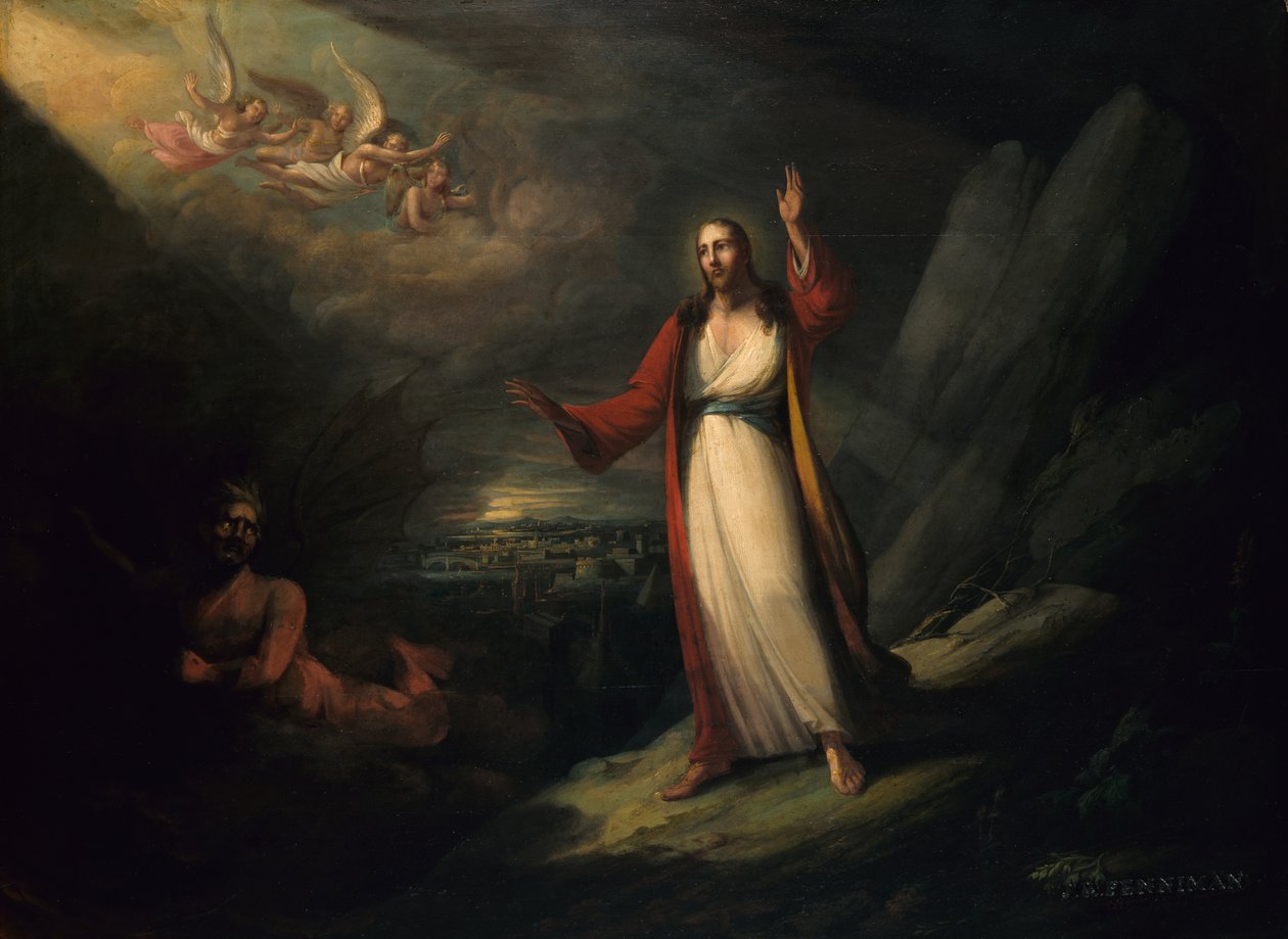 Christus verleid door de duivel, 1818 door John Ritto Penniman