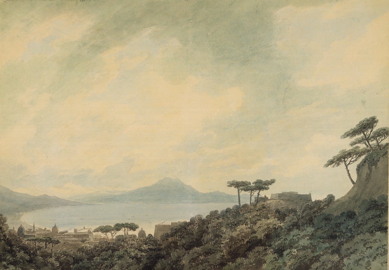Baai van Napels vanaf Capodimonte door John Robert Cozens
