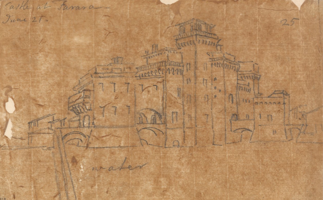Kasteel in Ferrara, 21 juni door John Robert Cozens