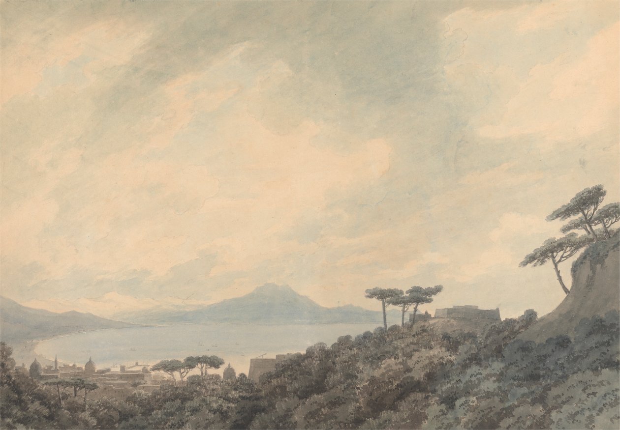 De baai van Napels vanaf Capodimonte door John Robert Cozens