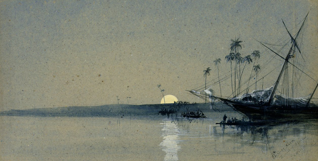 Slaven verschepen, Westkust van Afrika door John Robert Mather
