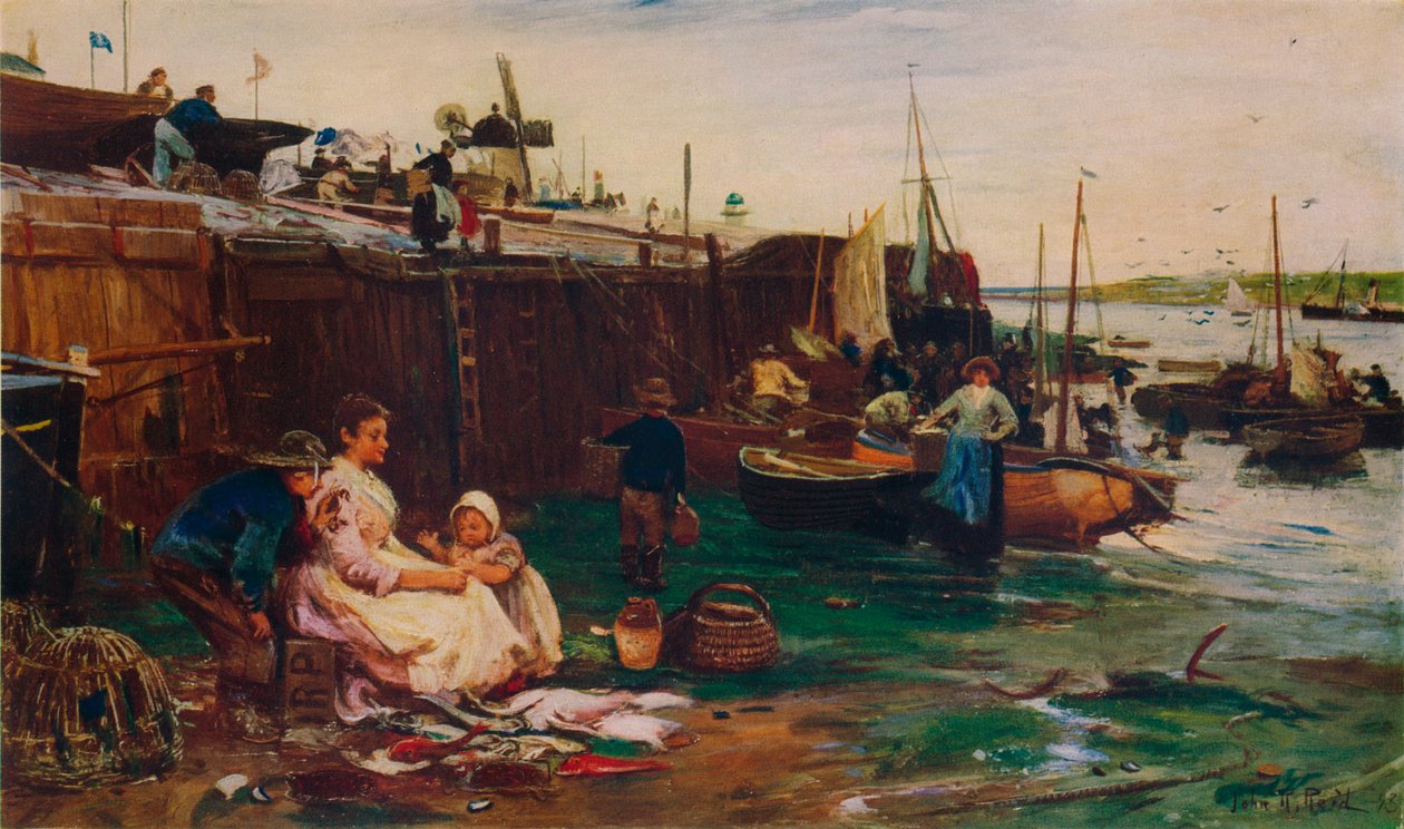 Vissersvolk in St. Ives, 1893 door John Robertson Reid