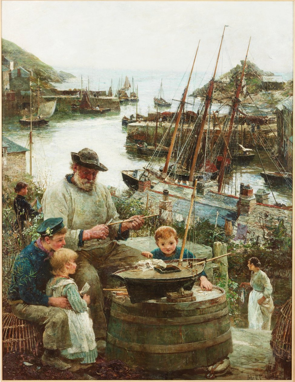 Scheepsmodelmaker met Haven, 1908 door John Robertson Reid
