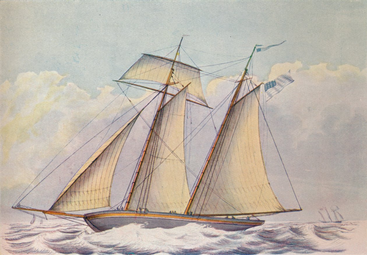 Amerikaanse Topsail Schooner, 1825 door John Rogers