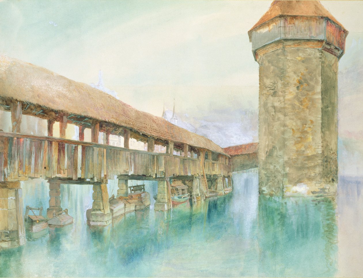 Kapelbrucke, Luzern, 19e eeuw door John Ruskin